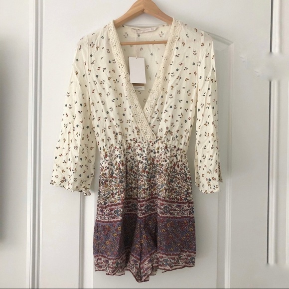 Zara Floral Romper/Jumper Long Sleeves Small NEW - Picture 4 of 8